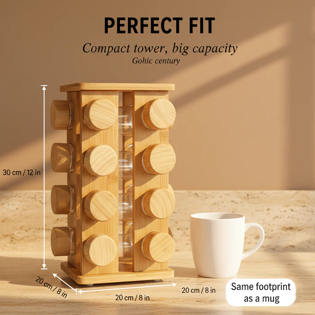 Pantriva™ – 16-Jar Bamboo Revolving Spice Rack with Glass Jars + 50% OFF - Image 5