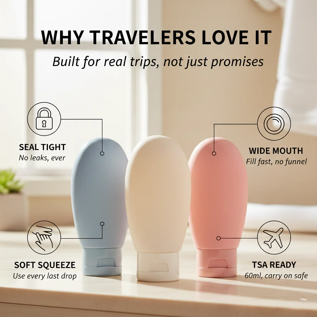 Glyde™ – Leakproof Silicone Travel Bottles Set of 3 (60ml) + 50 % OFF - Image 4