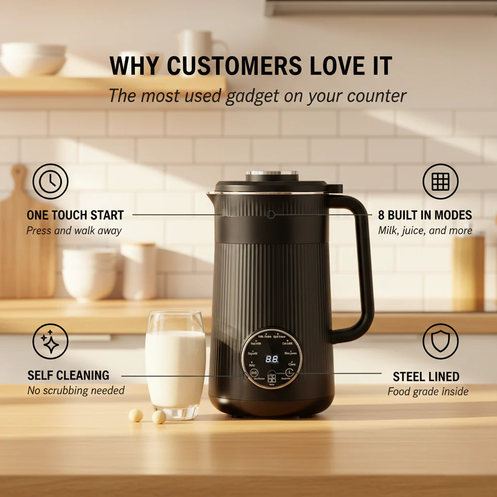 Nourish™ – 8-in-1 Automatic Nut Milk Maker & Beverage Machine, 32oz Self + 50 % OFF - Image 4