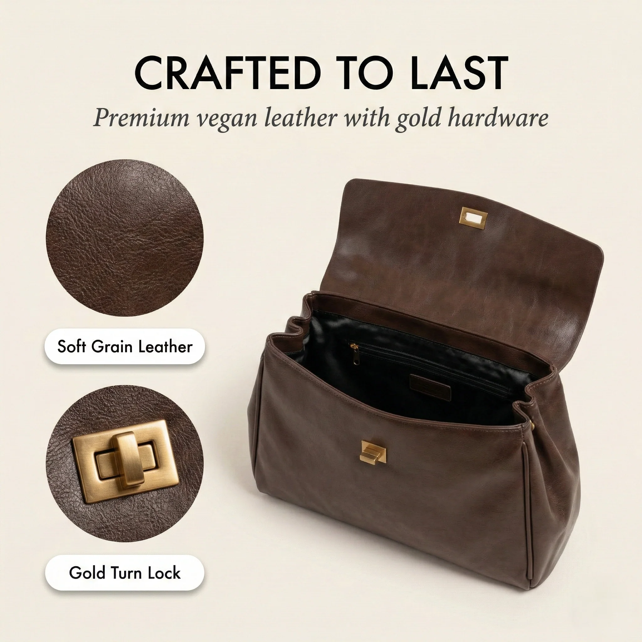 Patina™ – Vintage Vegan Leather Shoulder Bag with Lucky Charm + 50 % OFF - Image 5