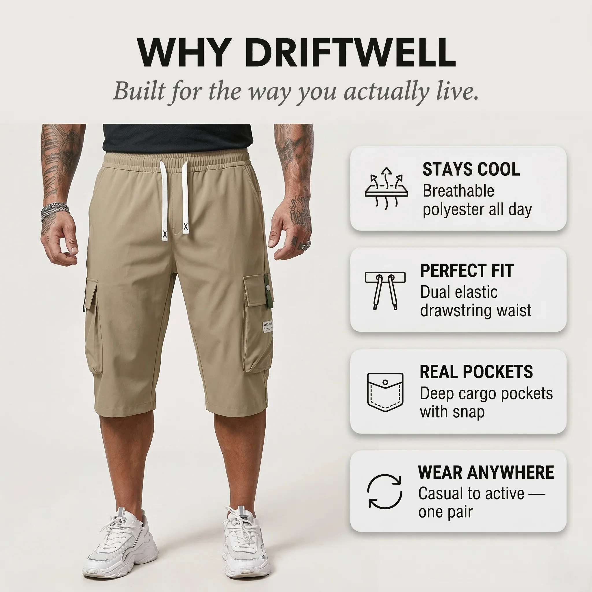 Driftwell™ – Breathable Cargo Capri Pants with Drawstring Waist + 50% OFF - Image 4