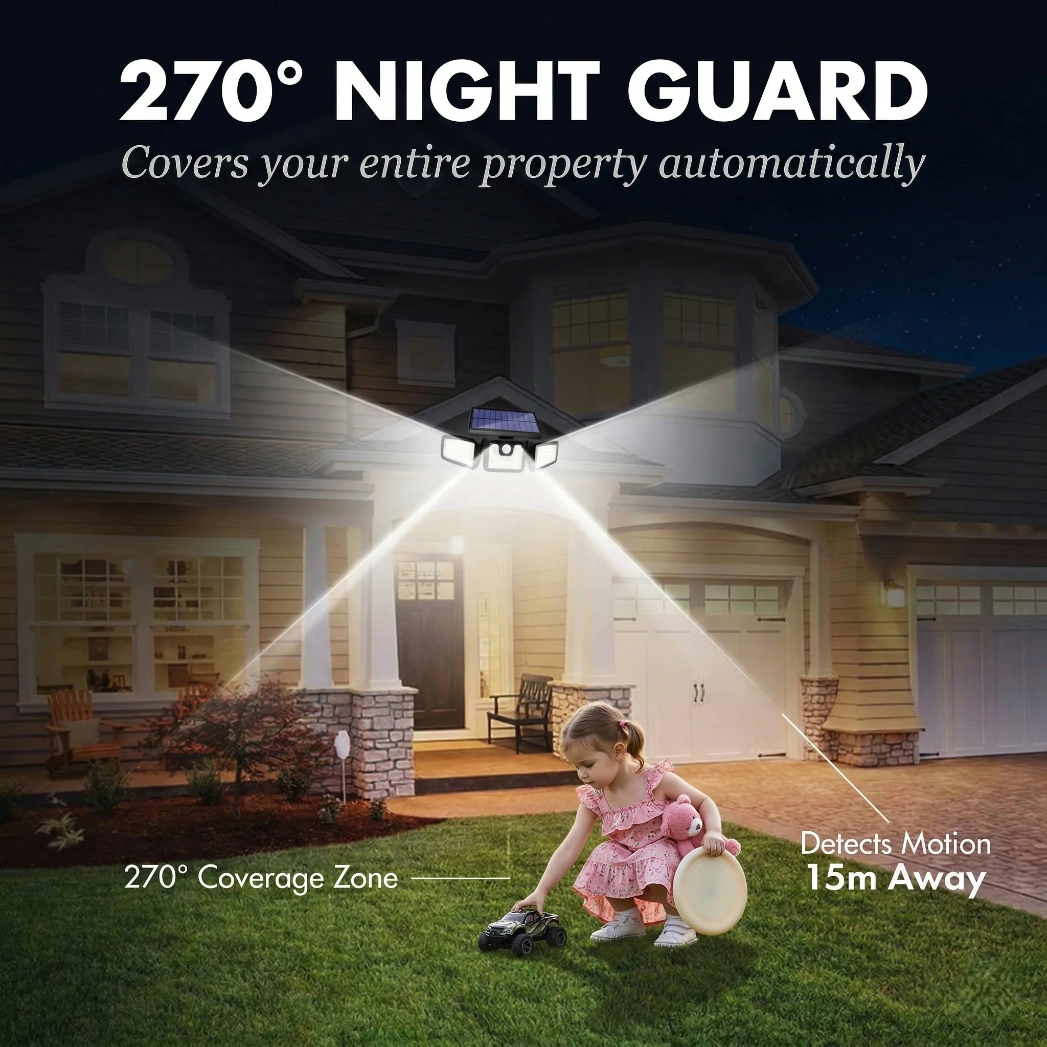 Beacroft™ – 3-Head 270° Solar Motion Sensor Security Light +50% OFF