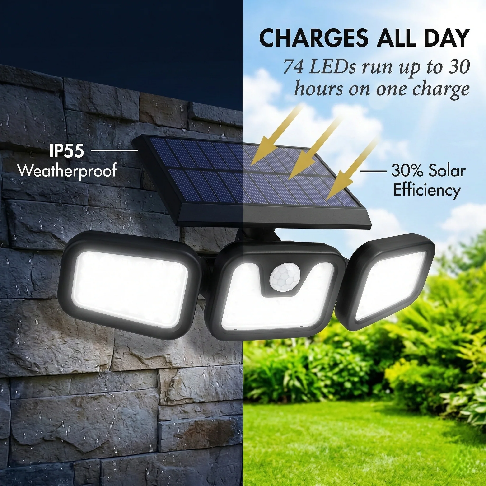 Beacroft™ – 3-Head 270° Solar Motion Sensor Security Light +50% OFF - Image 3