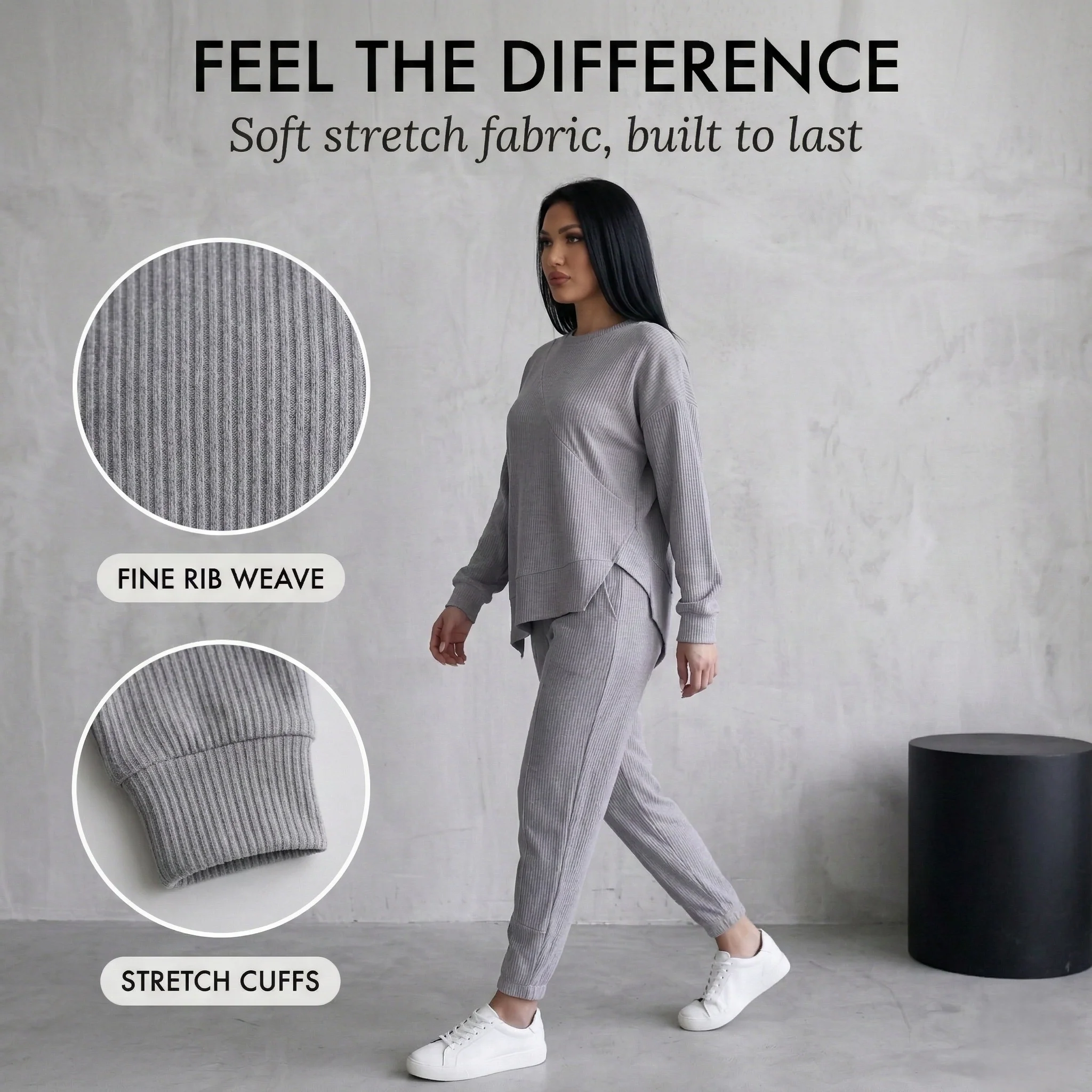 Drapecroft™ – Asymmetric Hem Sweatshirt & Pants Lounge Set + 50% OFF - Image 5