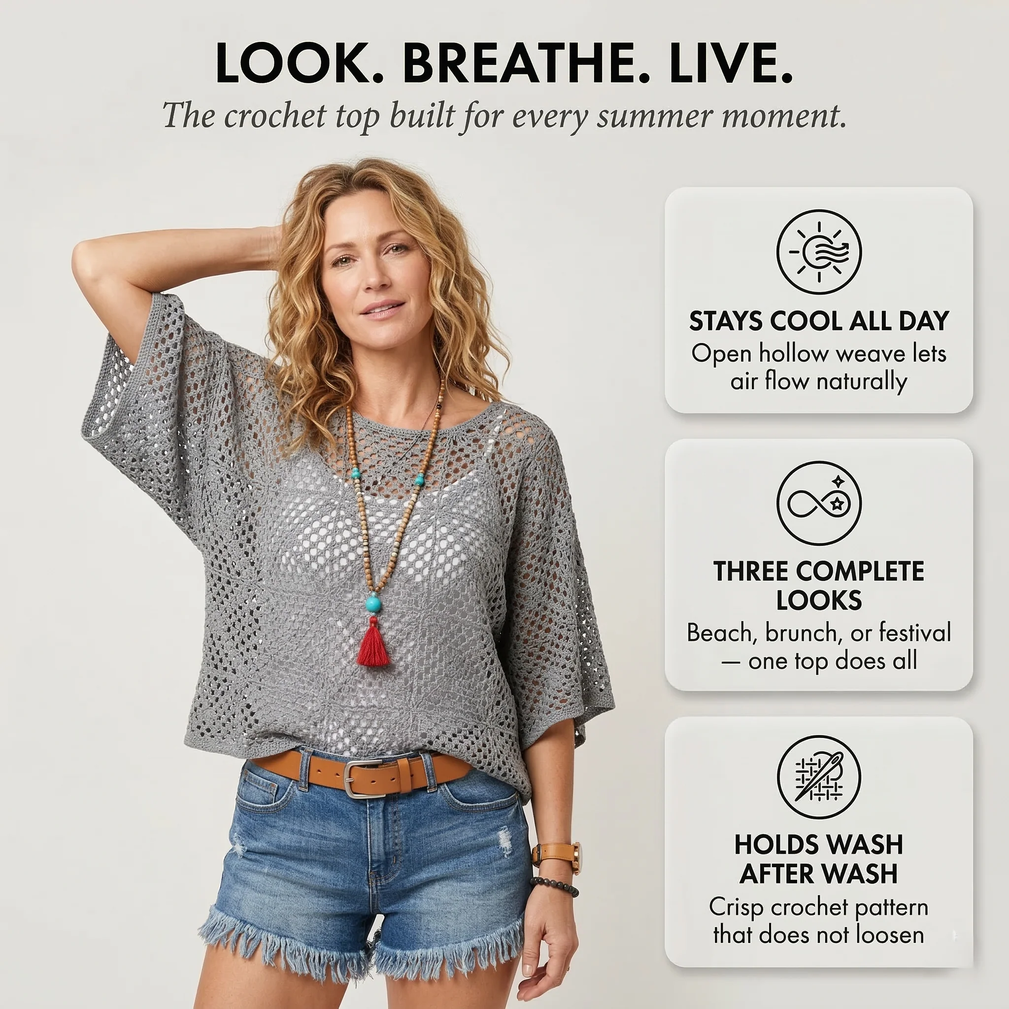 Lacevine™ – Boho Hollow Crochet V-Neck Top | Lightweight Oversized Fit + 50% OFF - Image 4