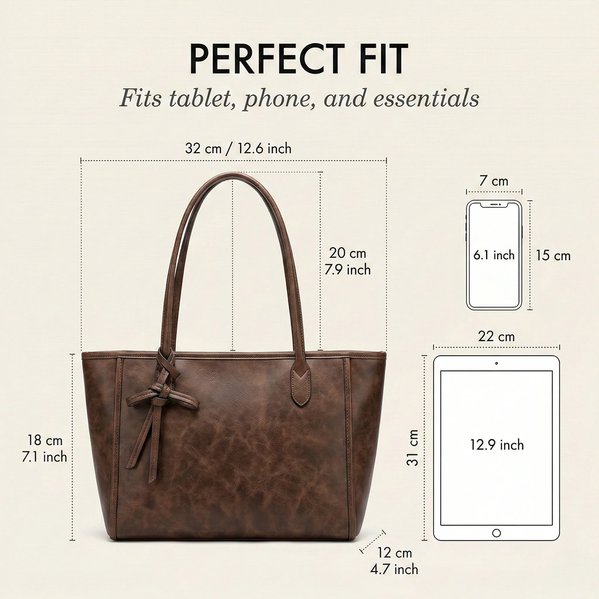 Patina™ – Vintage Bow Leather-Look Shoulder Tote Bag + 50% OFF - Image 4
