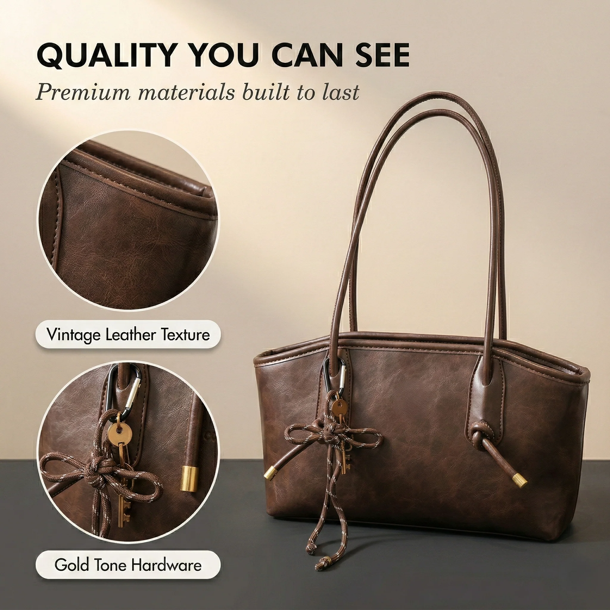 Patina™ – Vintage Bow Leather-Look Shoulder Tote Bag + 50% OFF - Image 5